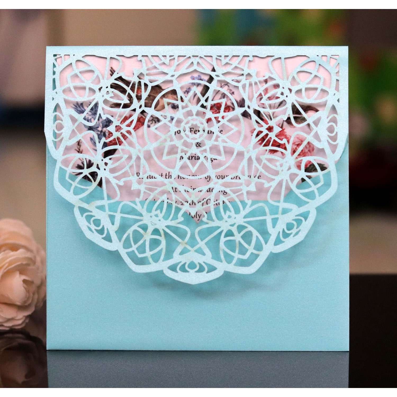 Holiday Greeting Card Wedding Supplies Laser Cut Paper Square Invitation Customization